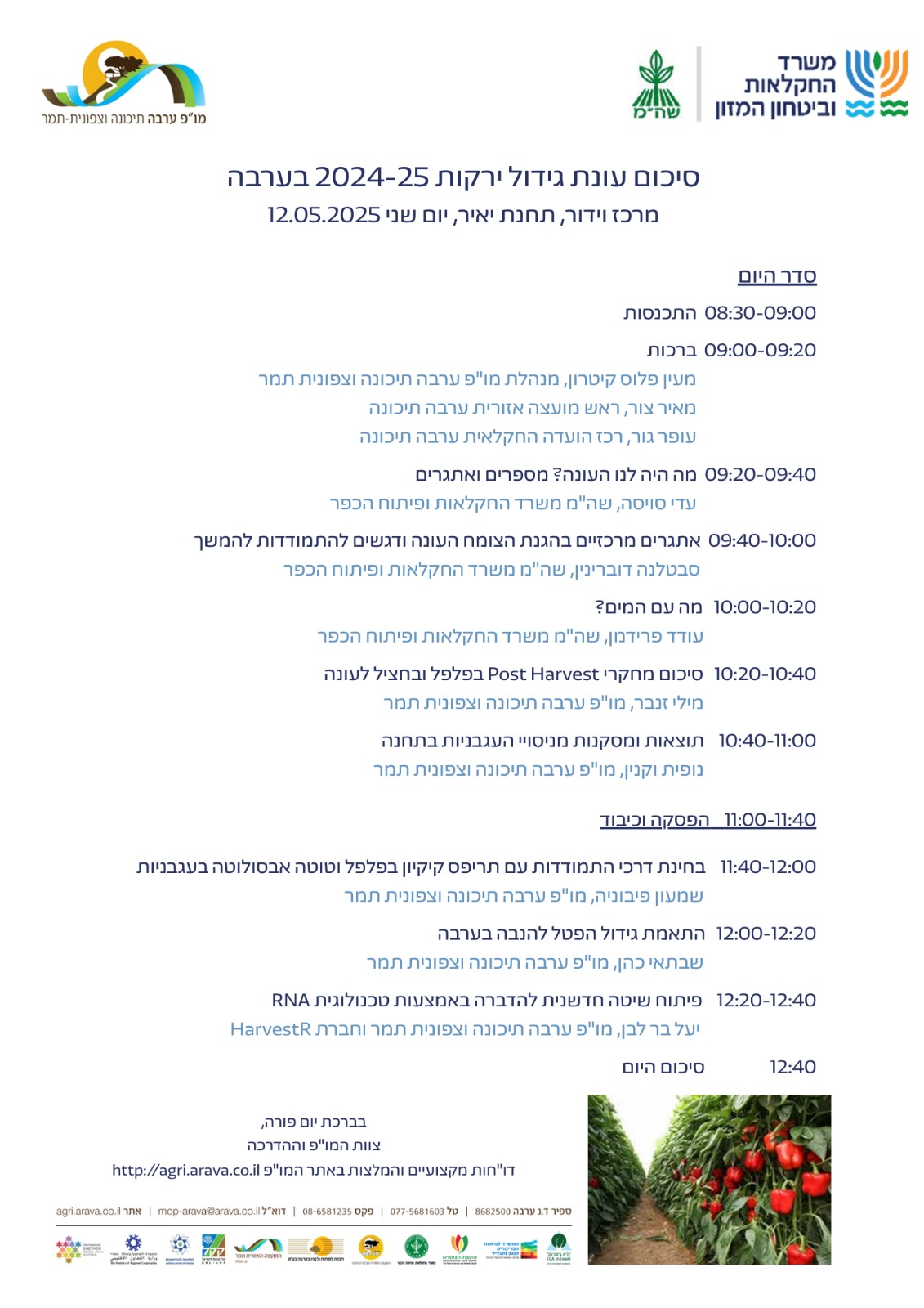 סיכום עונת ירקות בערבה 12.5.2025 בווידור